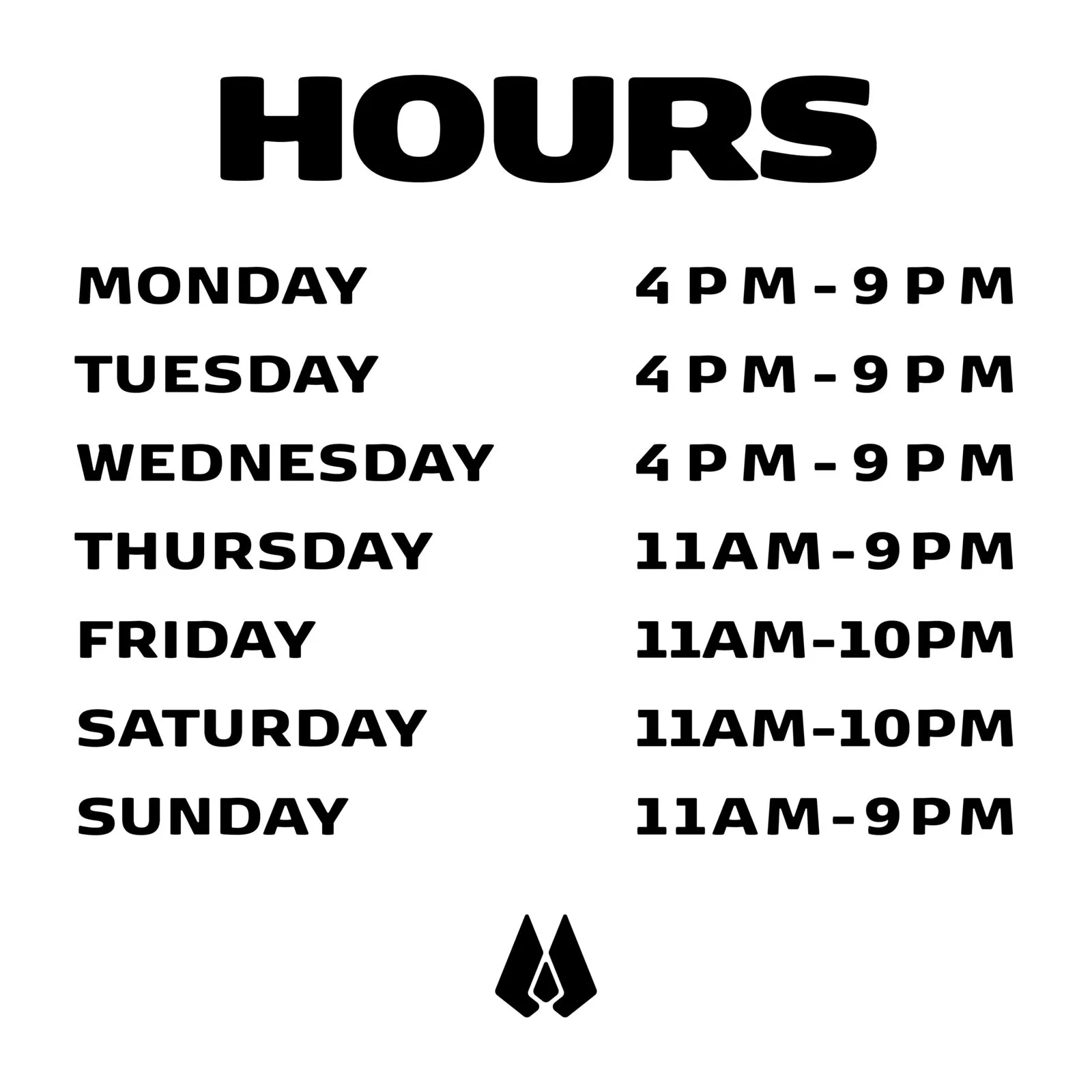 Hours decal for the front door